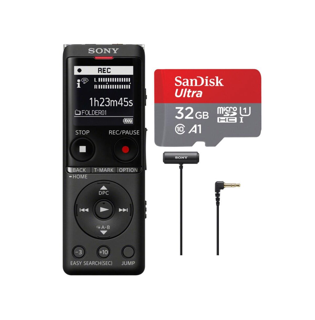 Sony Icd-UX570 Series UX570 Digital Voice Recorder (Black) with 32GB Card Bundle - Black
