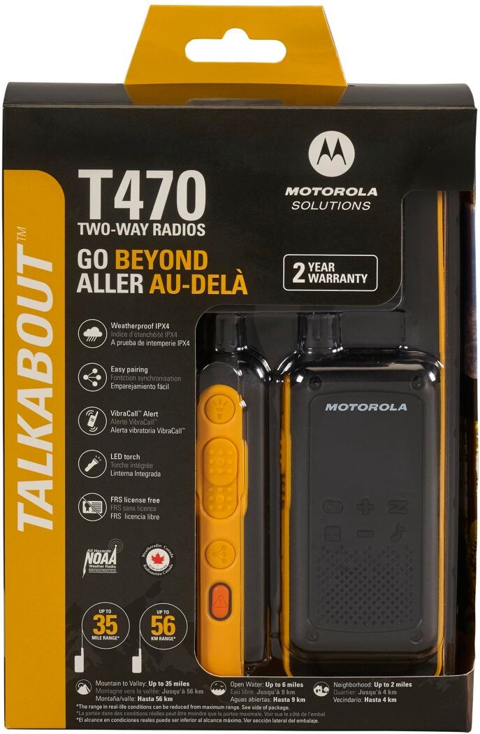 Motofrs Motorola Solutions T470 35 mi. Two-Way Radio Black/Yellow 2-Pack - Yellow