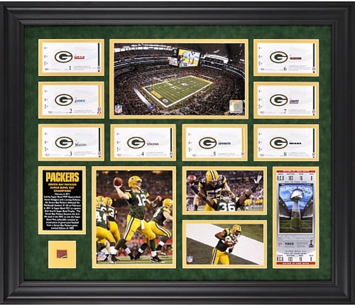 Fanatics Authentic Green Bay Packers Super Bowl Xlv Champions Season Ticket Collage-Limited Edition of 1000 - Multi