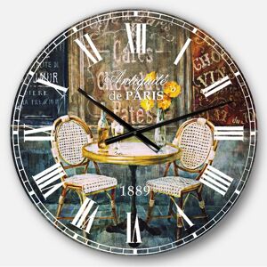 Designart Traditional Oversized Metal Wall Clock - Brown