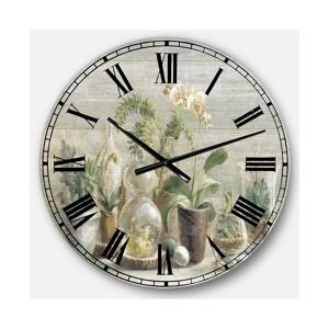 Designart Traditional Oversized Metal Wall Clock - Brown