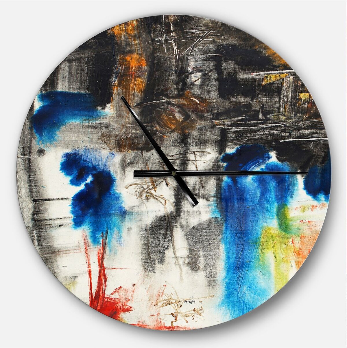 Design Art Designart Oversized Modern Round Metal Wall Clock - Black