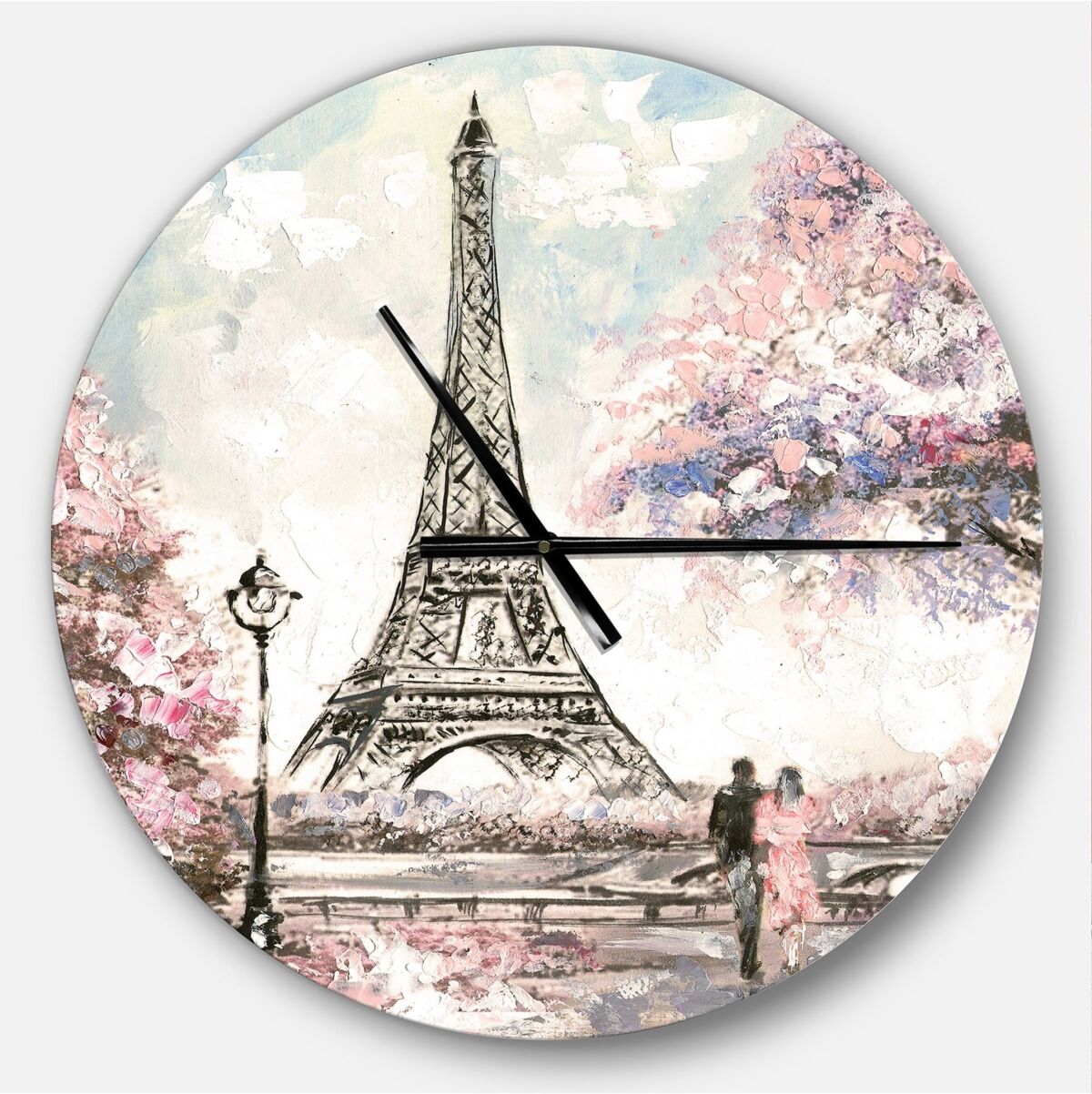 Design Art Designart Oversized French Country Round Metal Wall Clock - Pink