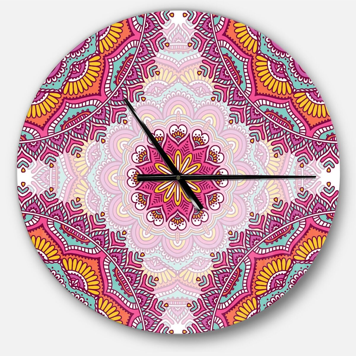 Design Art Designart Oversized Contemporary Round Metal Wall Clock - Pink