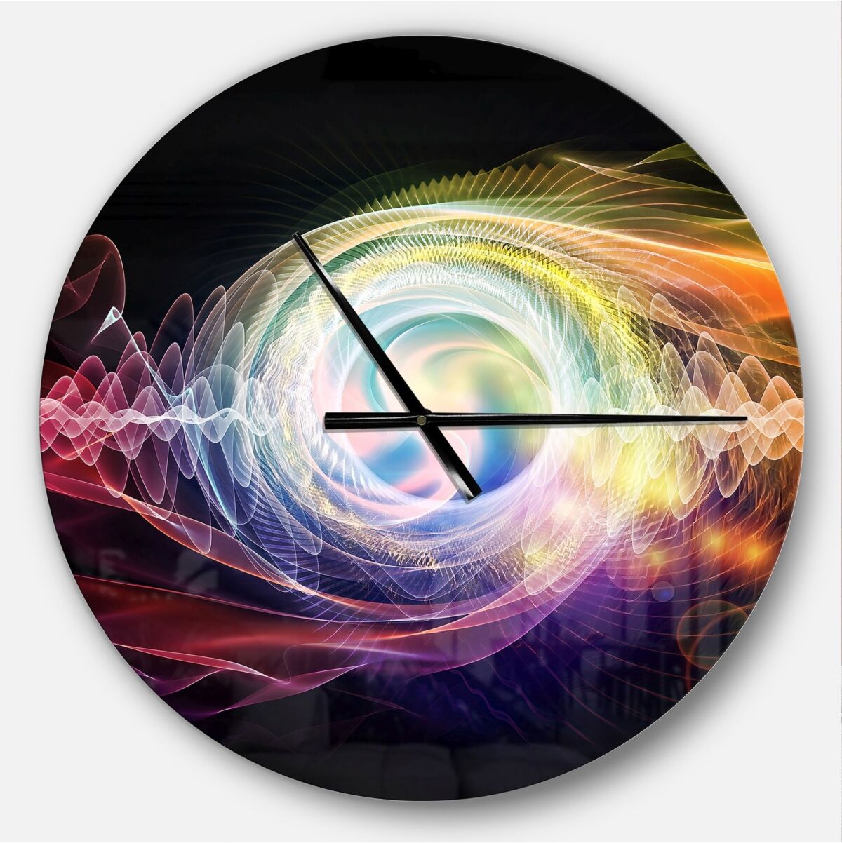 Design Art Designart Oversized Modern Round Metal Wall Clock - Black