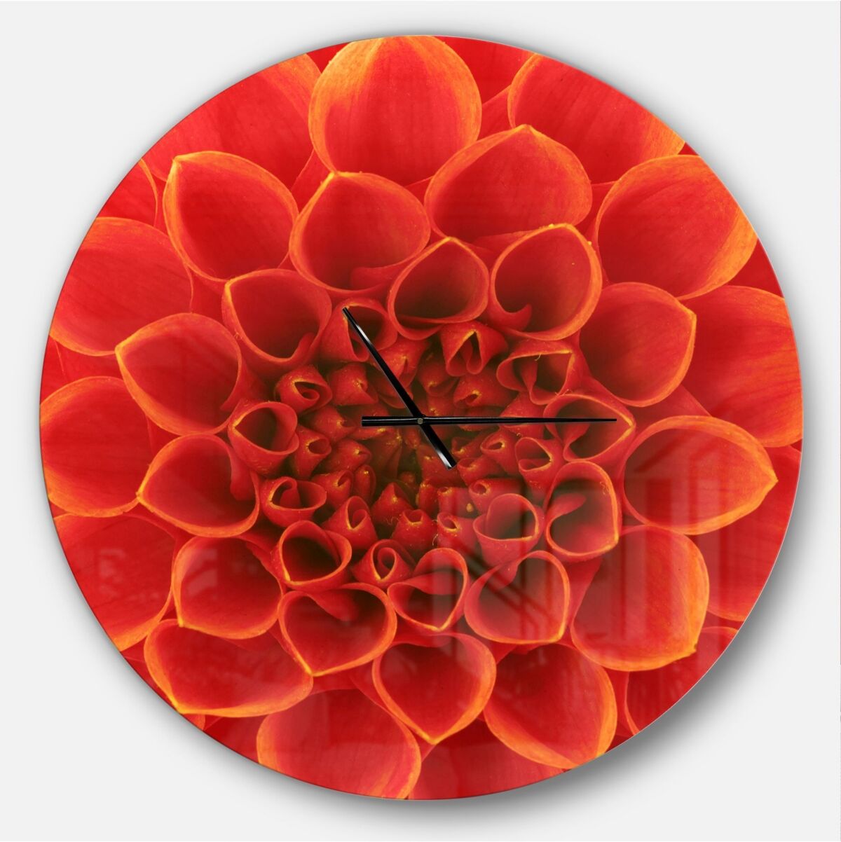 Design Art Designart Oversized Floral Round Metal Wall Clock - 36 x 36 - Orange