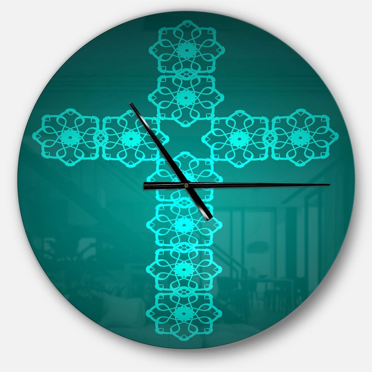 Design Art Designart Oversized Contemporary Round Metal Wall Clock - Turquoise