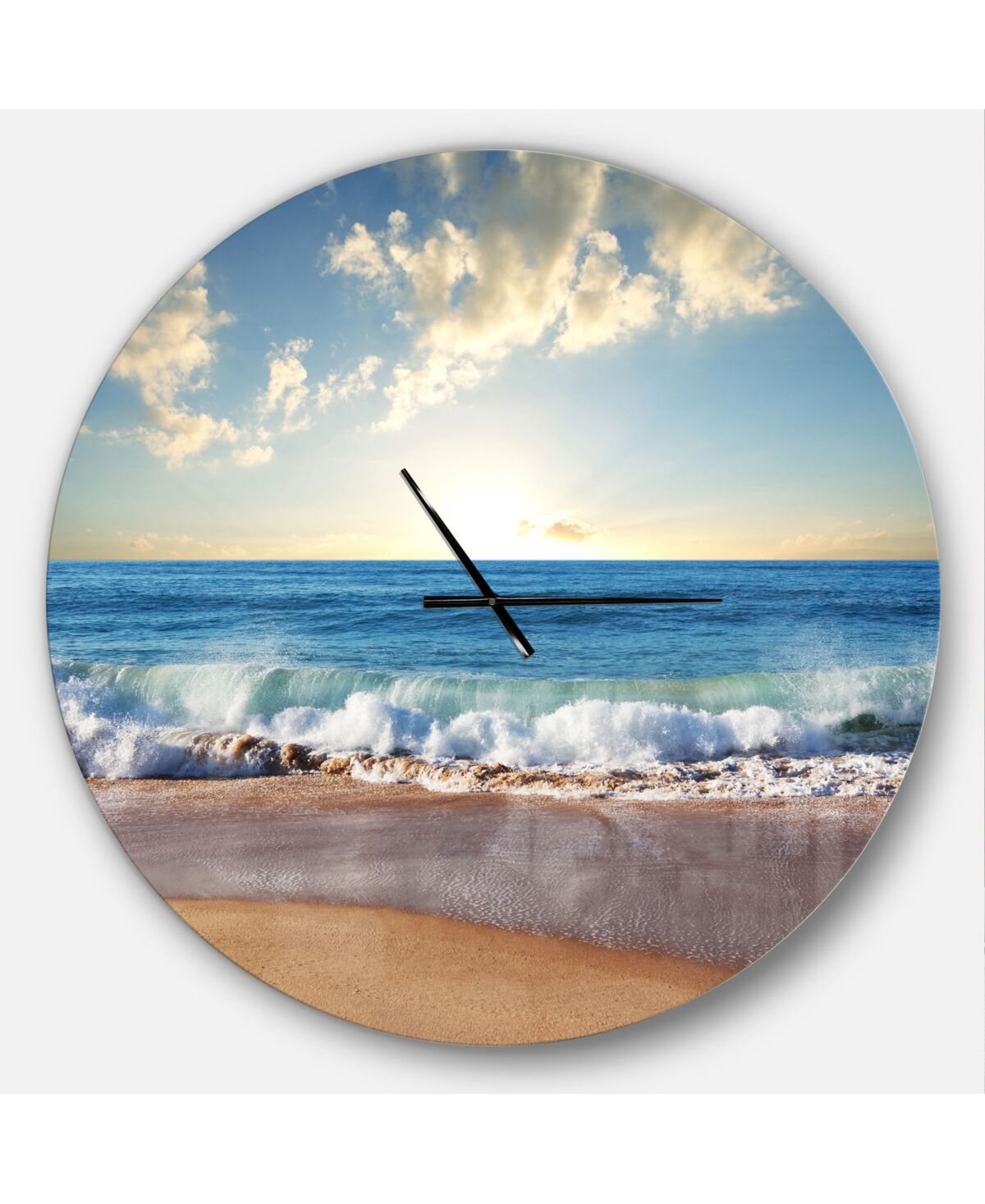 Design Art Designart Oversized Coastal Round Metal Wall Clock - 36 x 36 - Blue