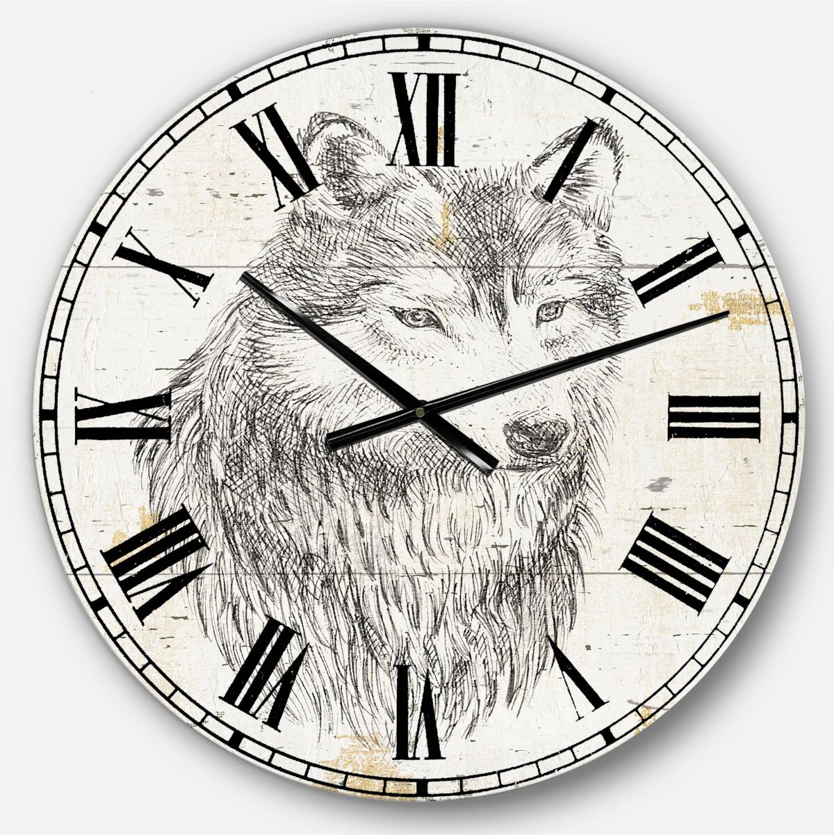 Designart Wildlife Animal Oversized Metal Wall Clock - Gray