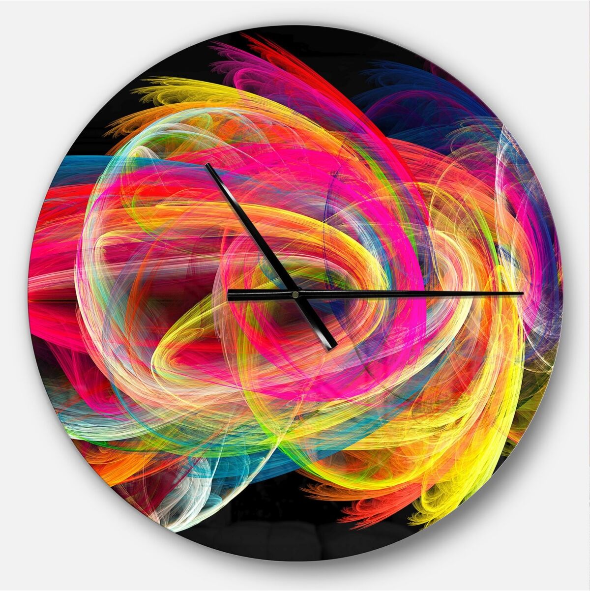 Design Art Designart Oversized Modern Round Metal Wall Clock - Black