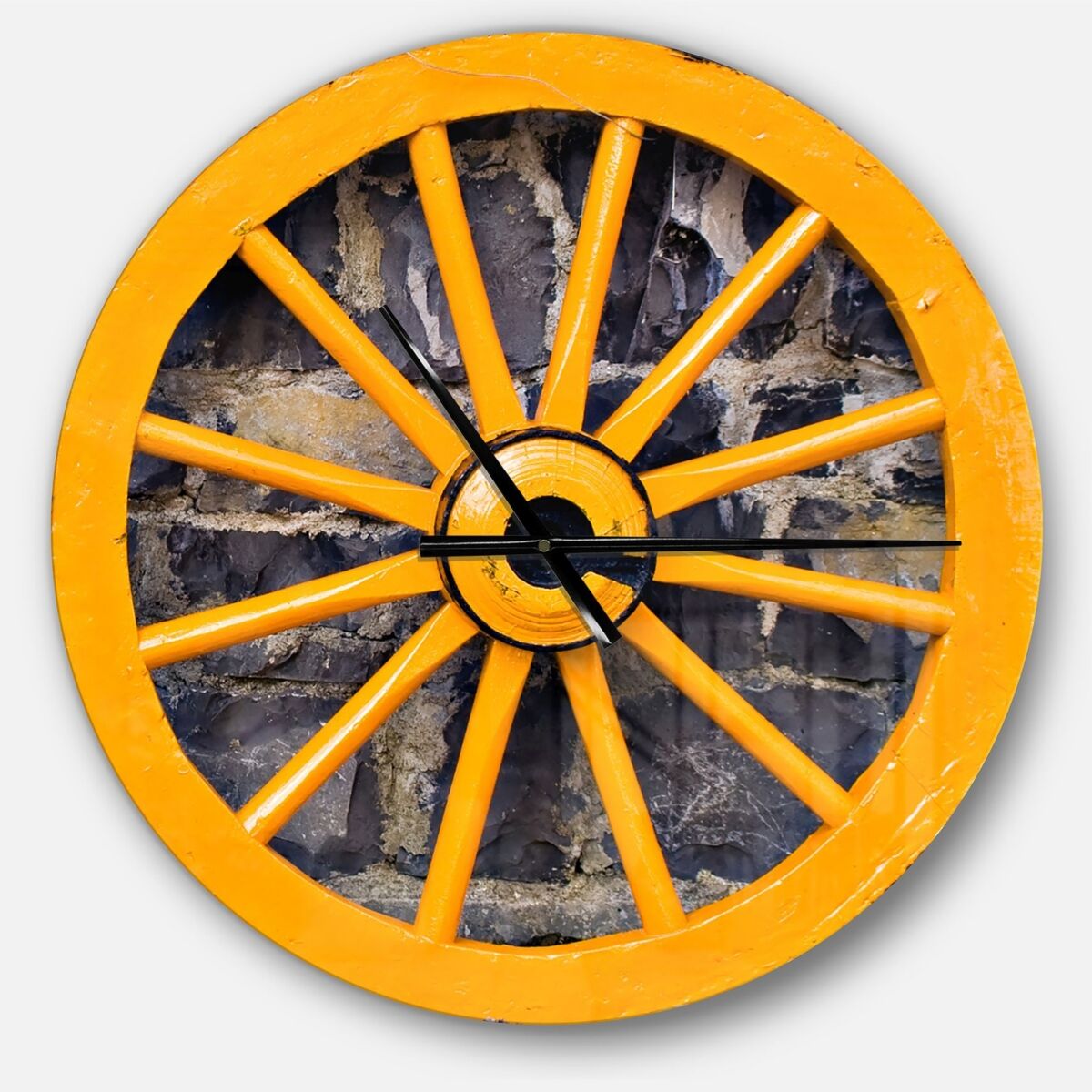 Design Art Designart Oversized Farmhouse Round Metal Wall Clock - Yellow