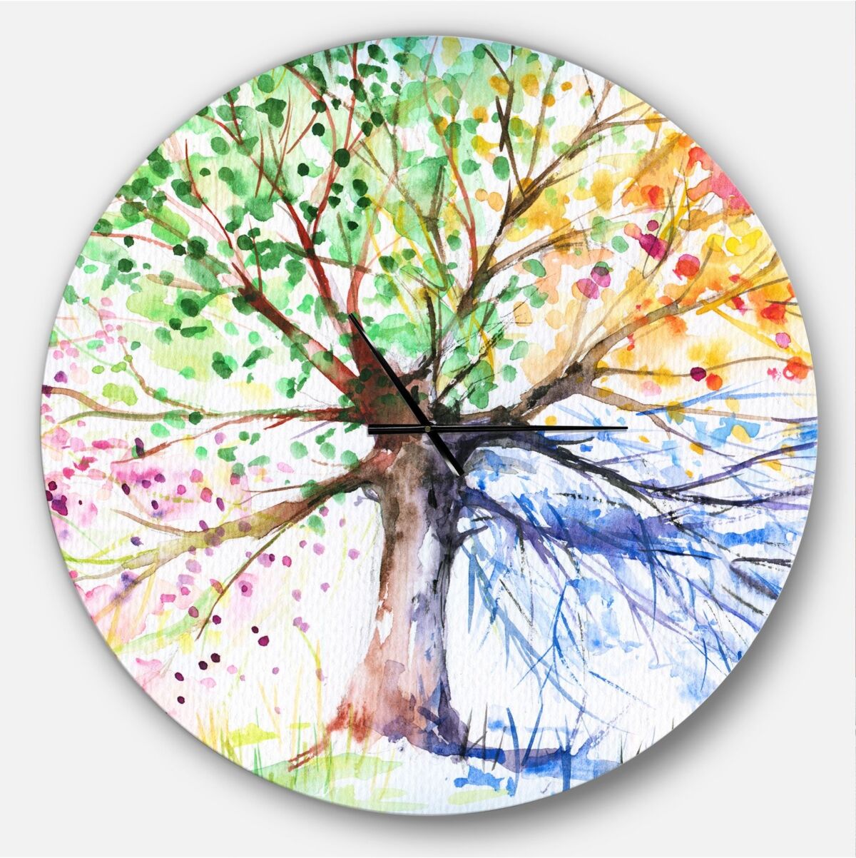 Design Art Designart Oversized Floral Round Metal Wall Clock - 36 x 36 - Green