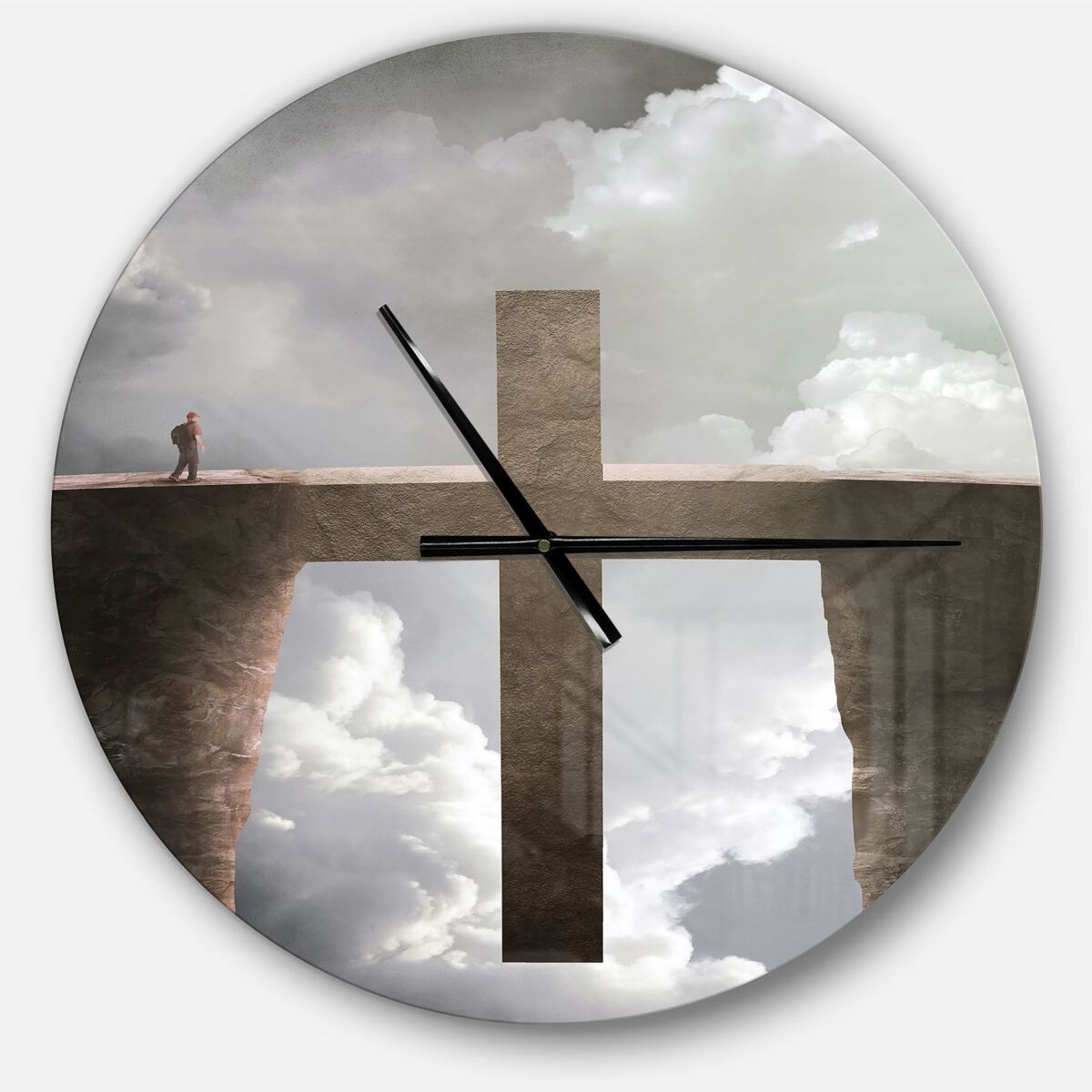 Design Art Designart Oversized Religious Round Metal Wall Clock - Black