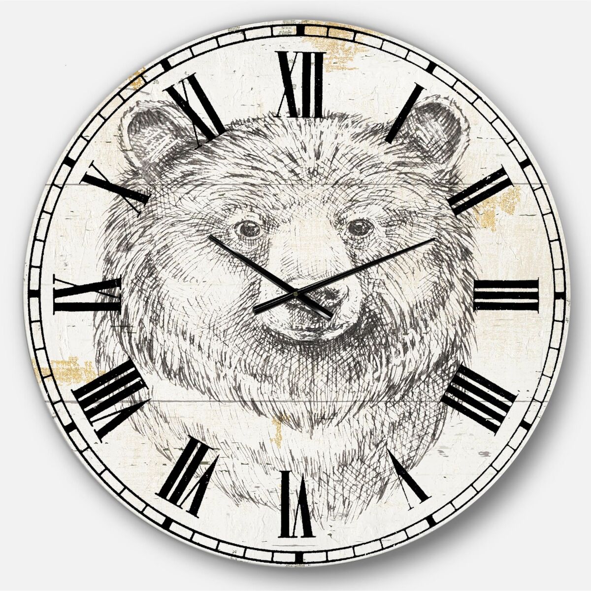 Designart Wildlife Animal Oversized Metal Wall Clock - 36 x 36 - Gray