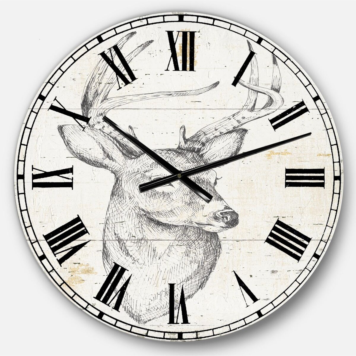 Designart Wildlife Animal Oversized Metal Wall Clock - Gray