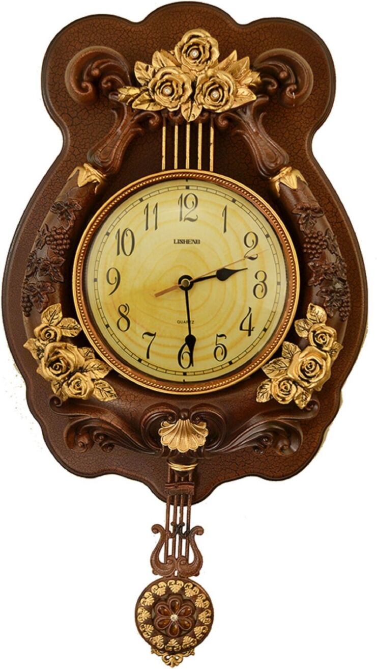 Three Star Light with Flowers Wall Clock - Brown