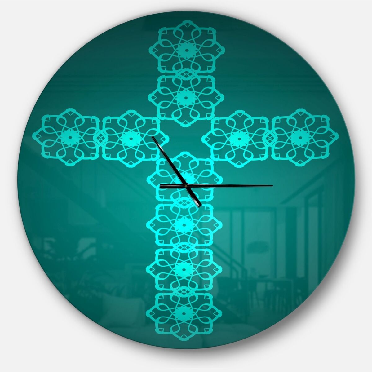 Design Art Designart Oversized Contemporary Round Metal Wall Clock - 36 x 36 - Turquoise