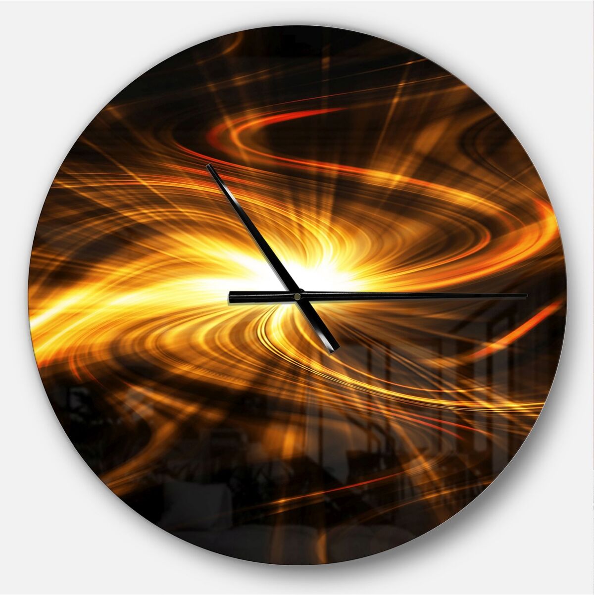 Design Art Designart Oversized Modern Round Metal Wall Clock - Black