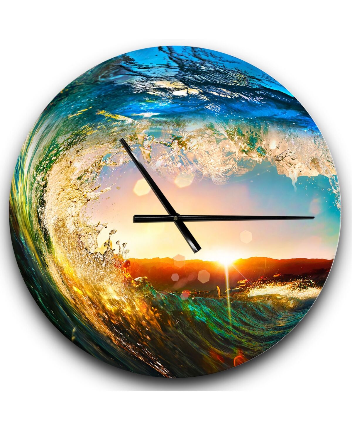 Design Art Designart Oversized Coastal Round Metal Wall Clock - Blue