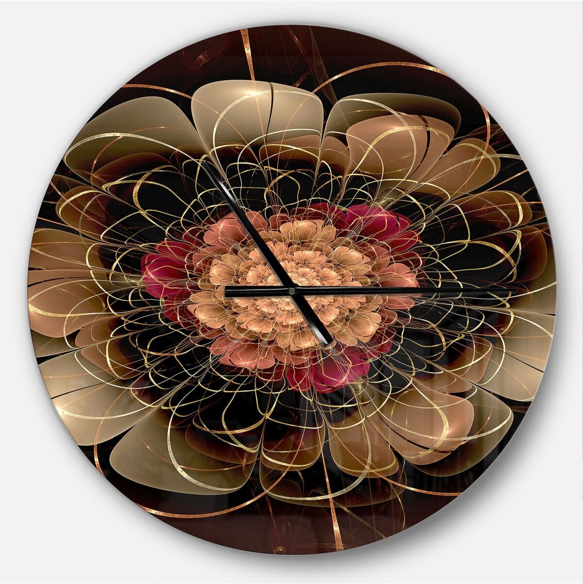 Design Art Designart Oversized Floral Round Metal Wall Clock - Red