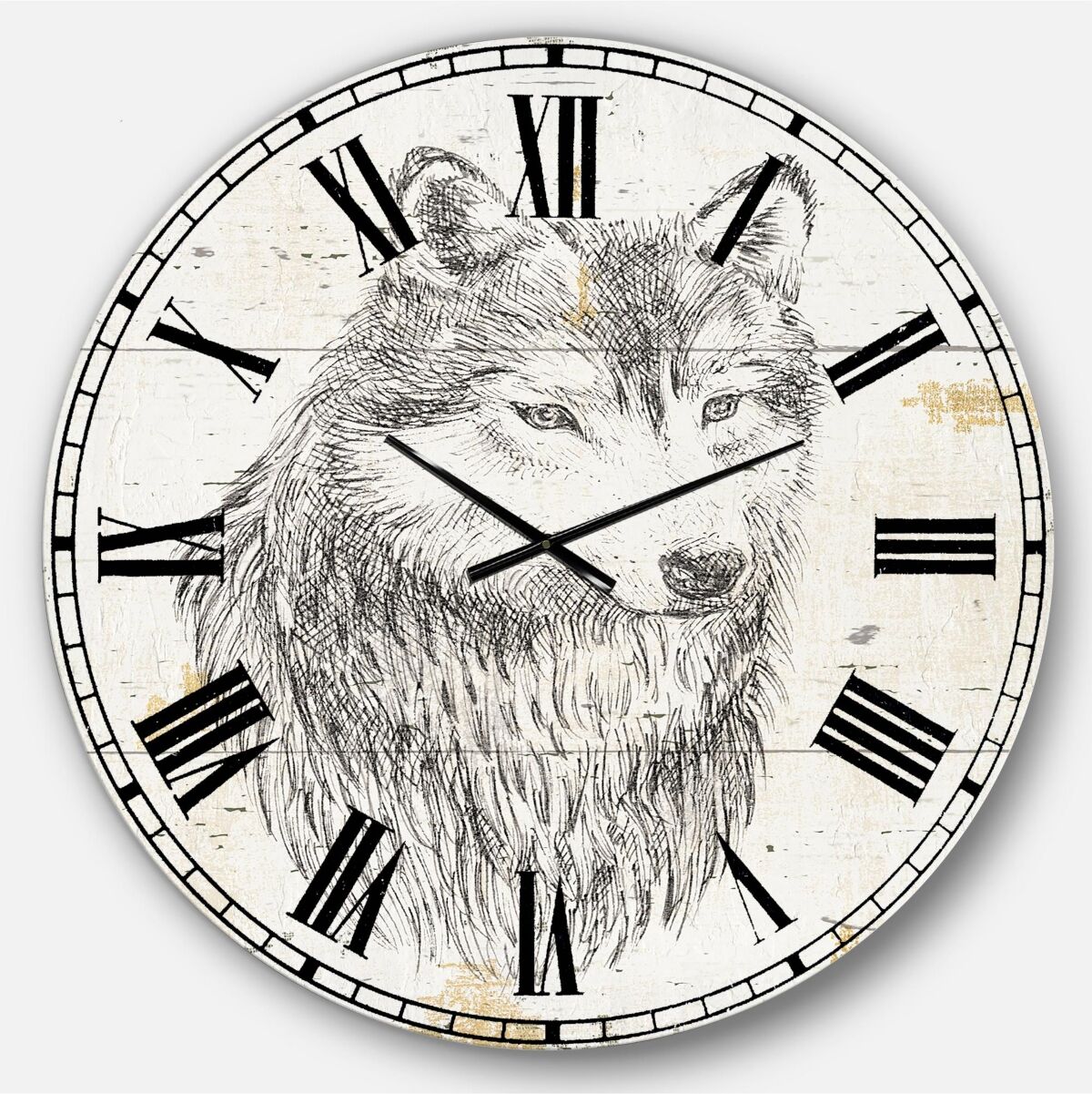 Designart Wildlife Animal Oversized Metal Wall Clock - 36 x 36 - Gray