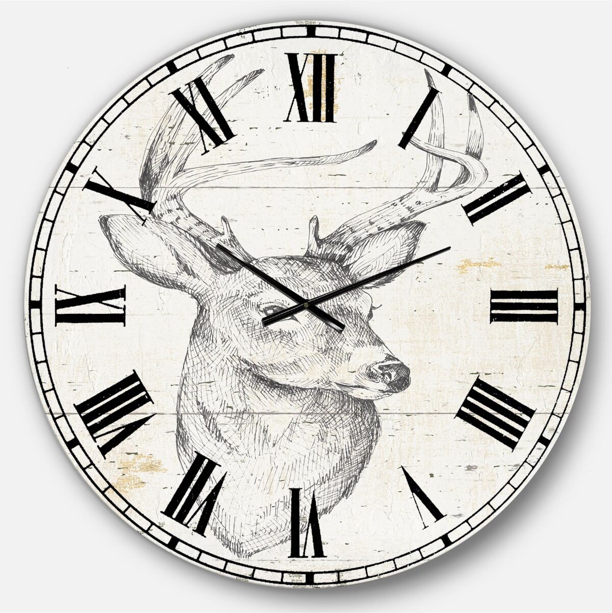 Designart Wildlife Animal Oversized Metal Wall Clock - 36 x 36 - Gray