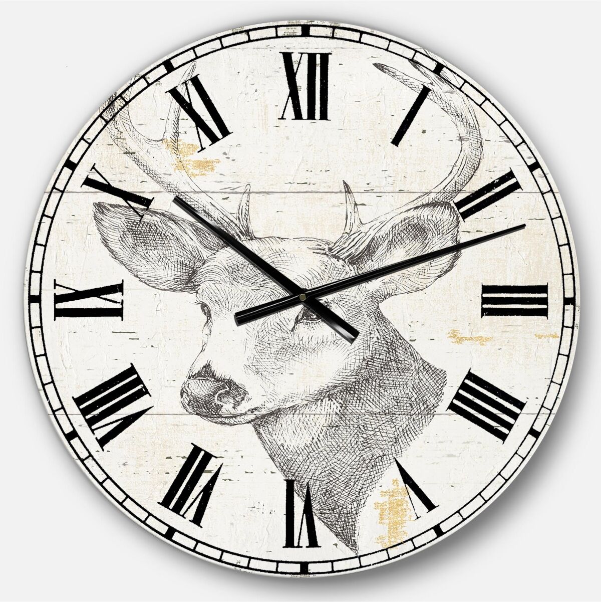 Designart Wildlife Animal Oversized Metal Wall Clock - Gray