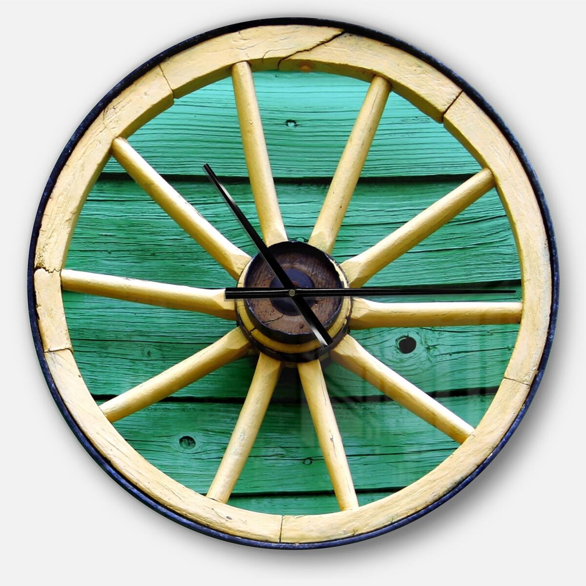 Design Art Designart Oversized Farmhouse Round Metal Wall Clock - Turquoise