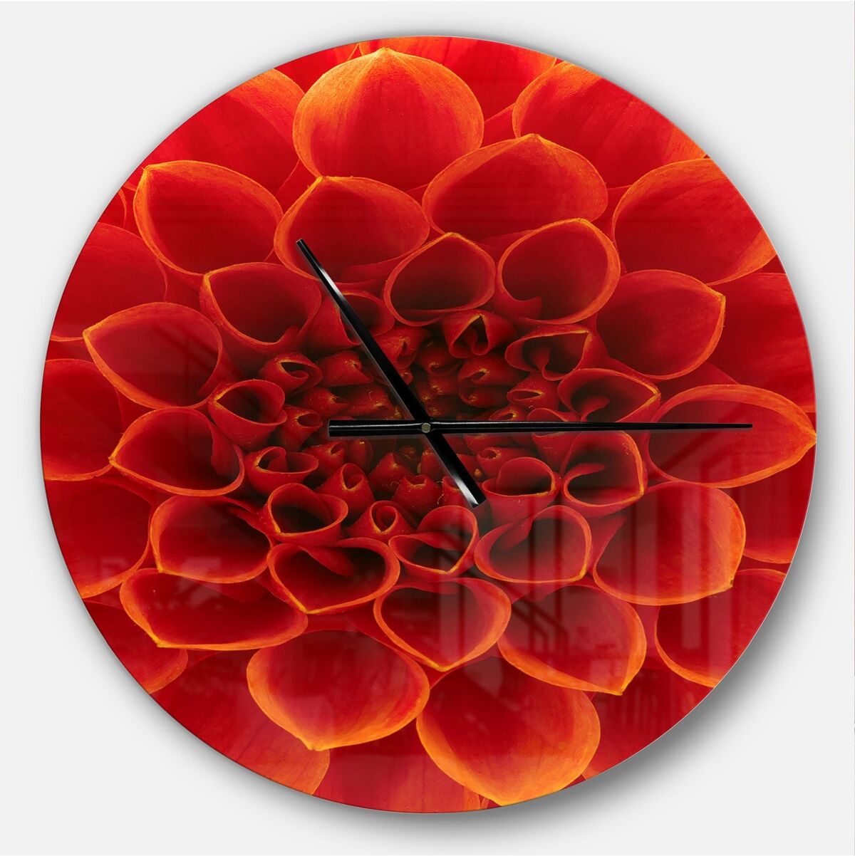 Design Art Designart Oversized Floral Round Metal Wall Clock - Orange