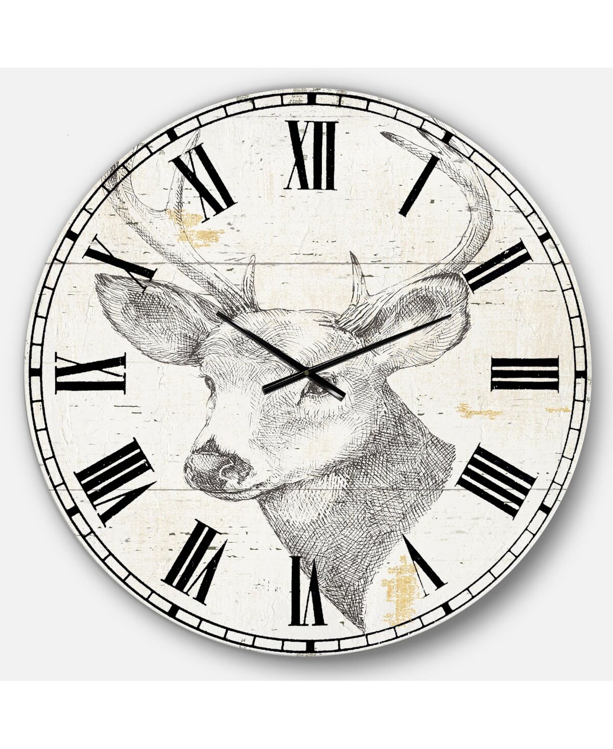 Designart Wildlife Animal Oversized Metal Wall Clock - 36 x 36 - Gray