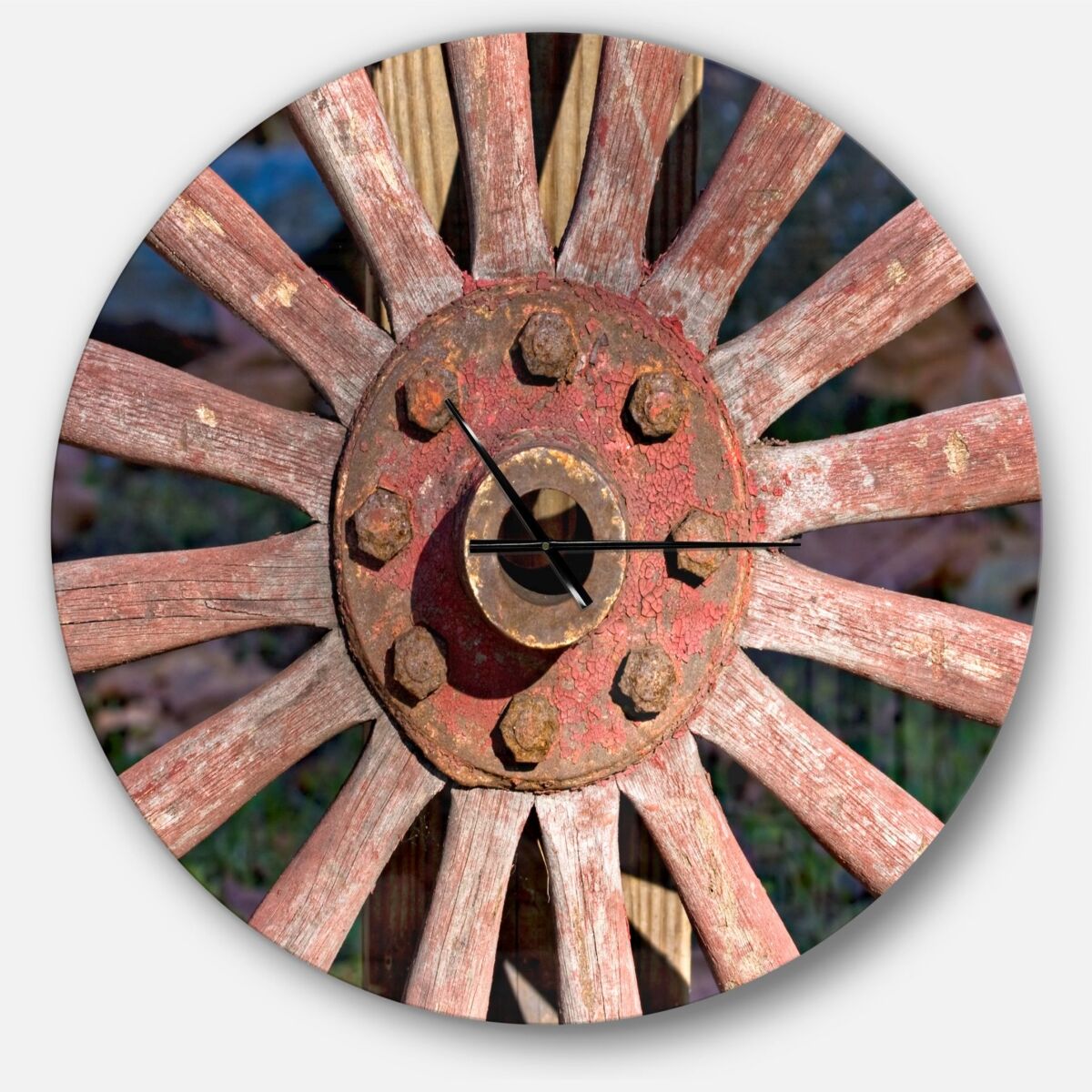 Design Art Designart Oversized Farmhouse Round Metal Wall Clock - 36 x 36 - Red