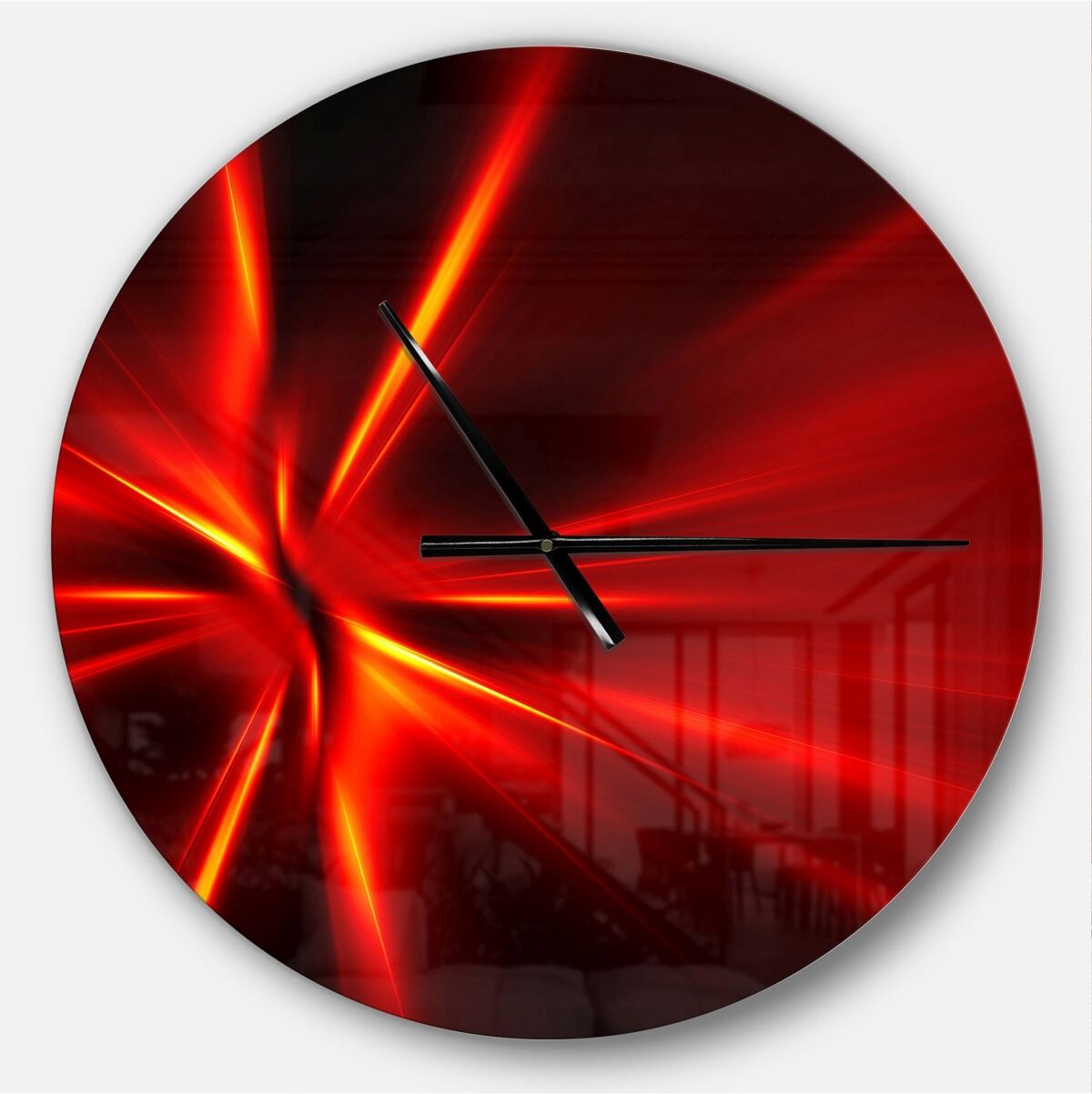 Design Art Designart Oversized Modern Round Metal Wall Clock - Red