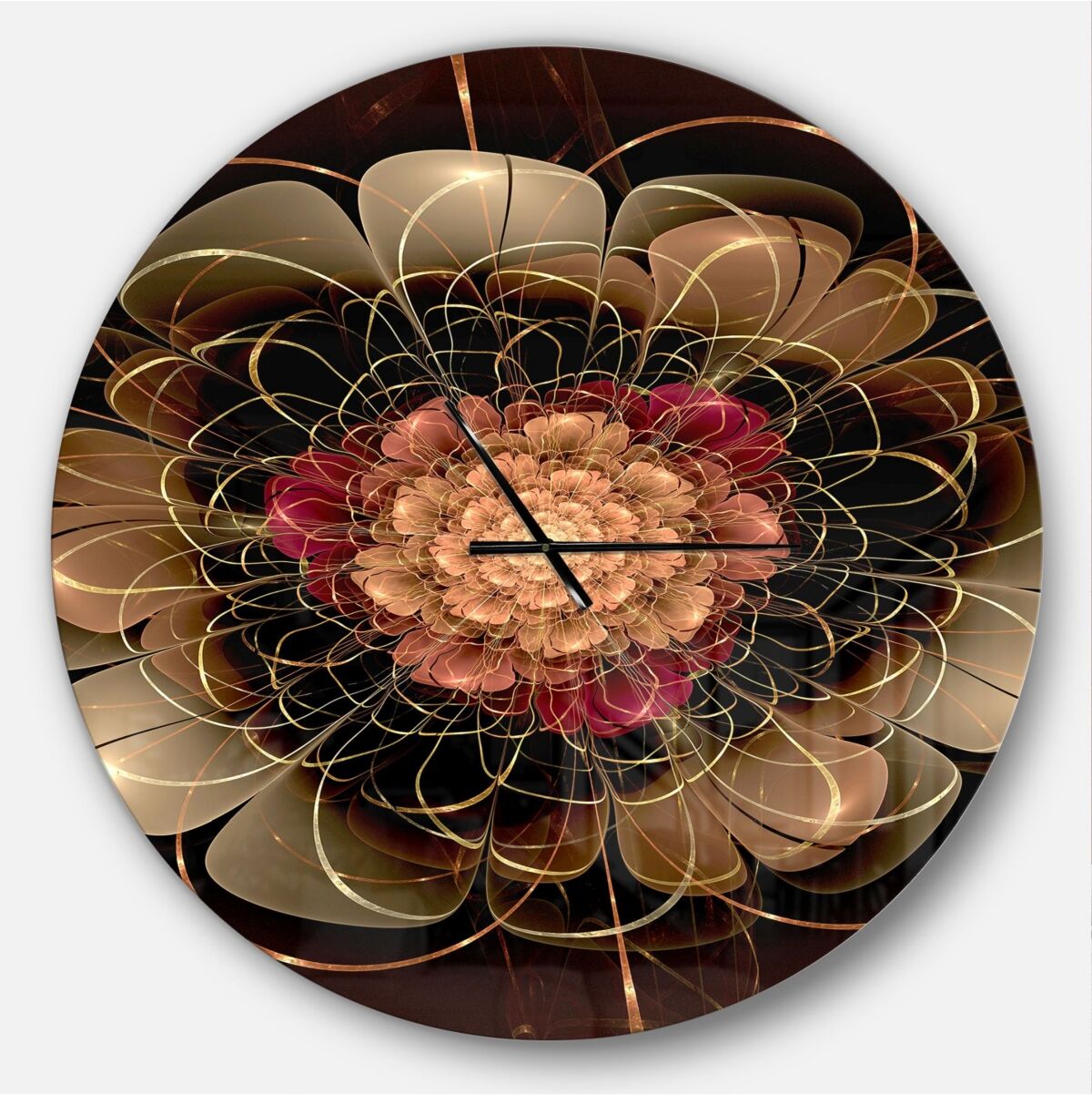 Design Art Designart Oversized Floral Round Metal Wall Clock - 36 x 36 - Red