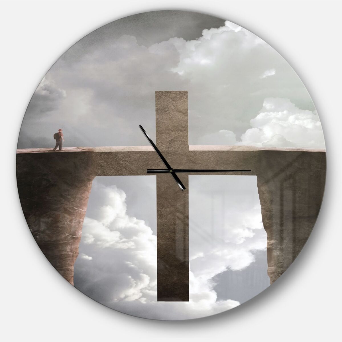 Design Art Designart Oversized Religious Round Metal Wall Clock - 36 x 36 - Black