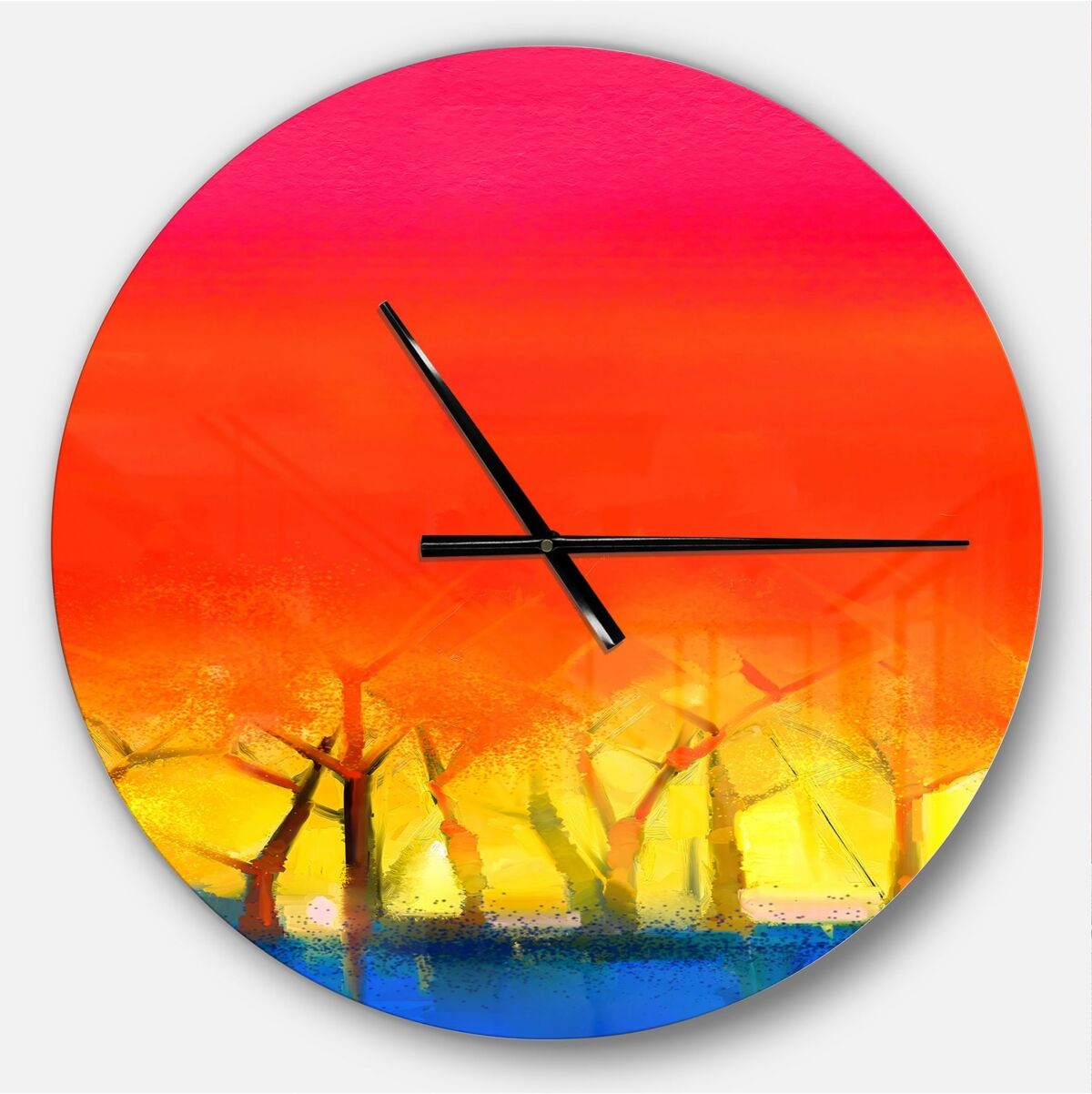 Design Art Designart Oversized Landscapes Round Metal Wall Clock - Orange