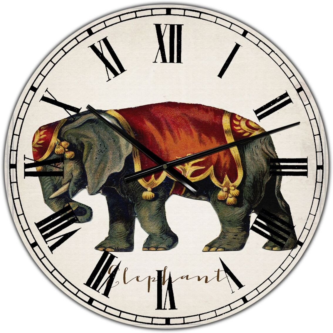 Designart Circus Animals Elephant Large Cottage Wall Clock - 36