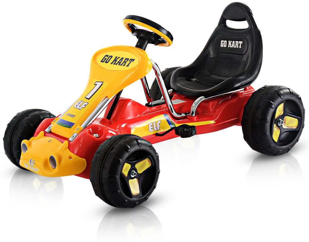 Costway Go Kart Kids Ride On Car Pedal Powered Car 4 Wheel Racer Toy Stealth Outdoor - Yellow