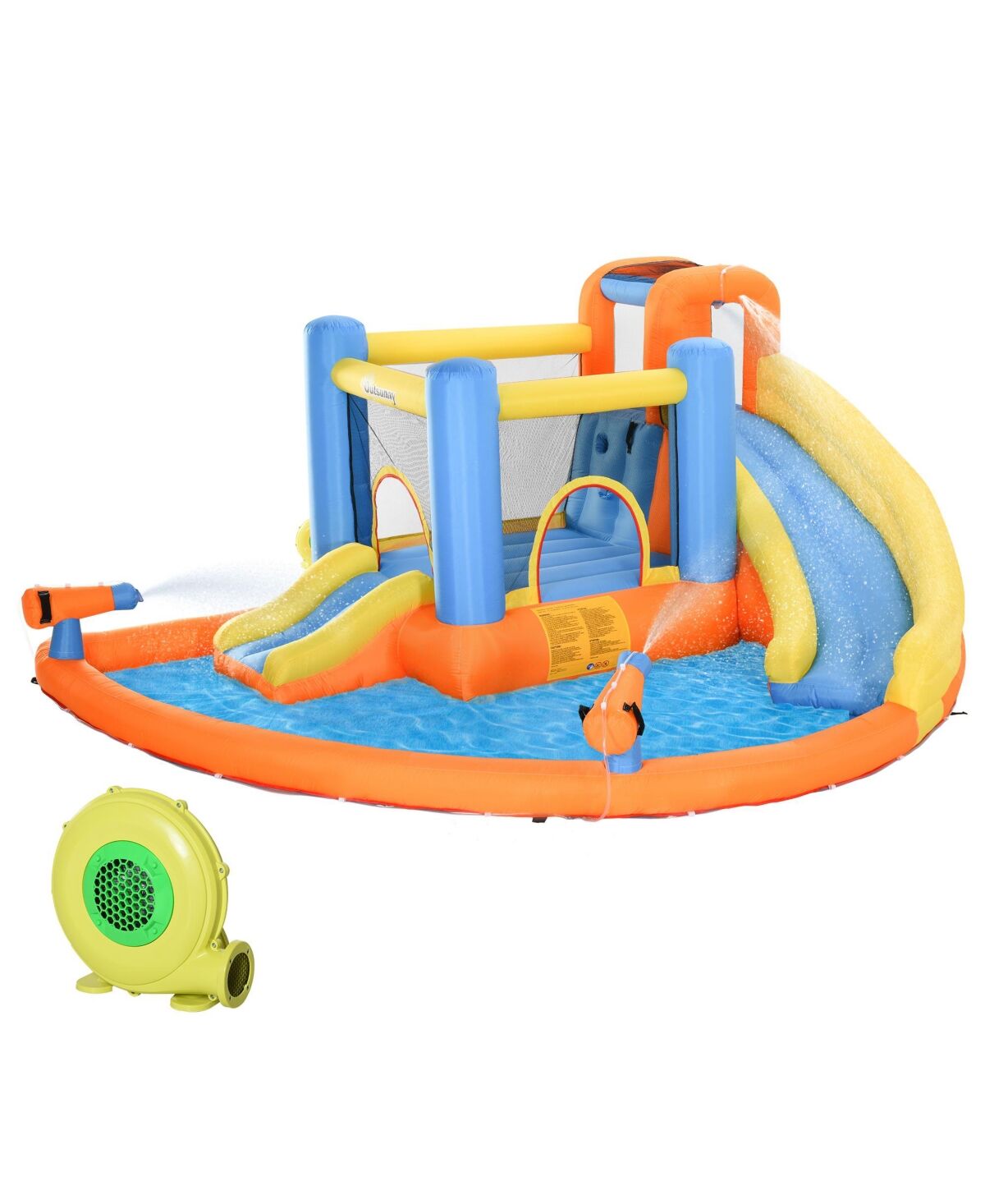 Outsunny 13.7' x 11.8' x 6.2' Outdoor Inflated Castle Splashing, Slide & Climb - Open Miscellaneous