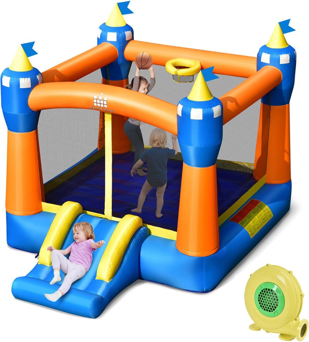 Costway Inflatable Bounce House Kids Magic Castle w/ Large Jumping Area With 480W Blower - Blue