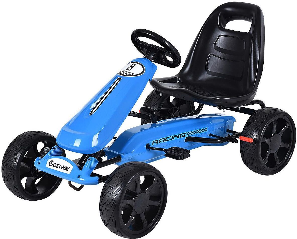 Costway Xmas Gift Go Kart Kids Ride On Car Pedal Powered Car 4 Wheel Racer Toy Stealth Outdoor - Blue