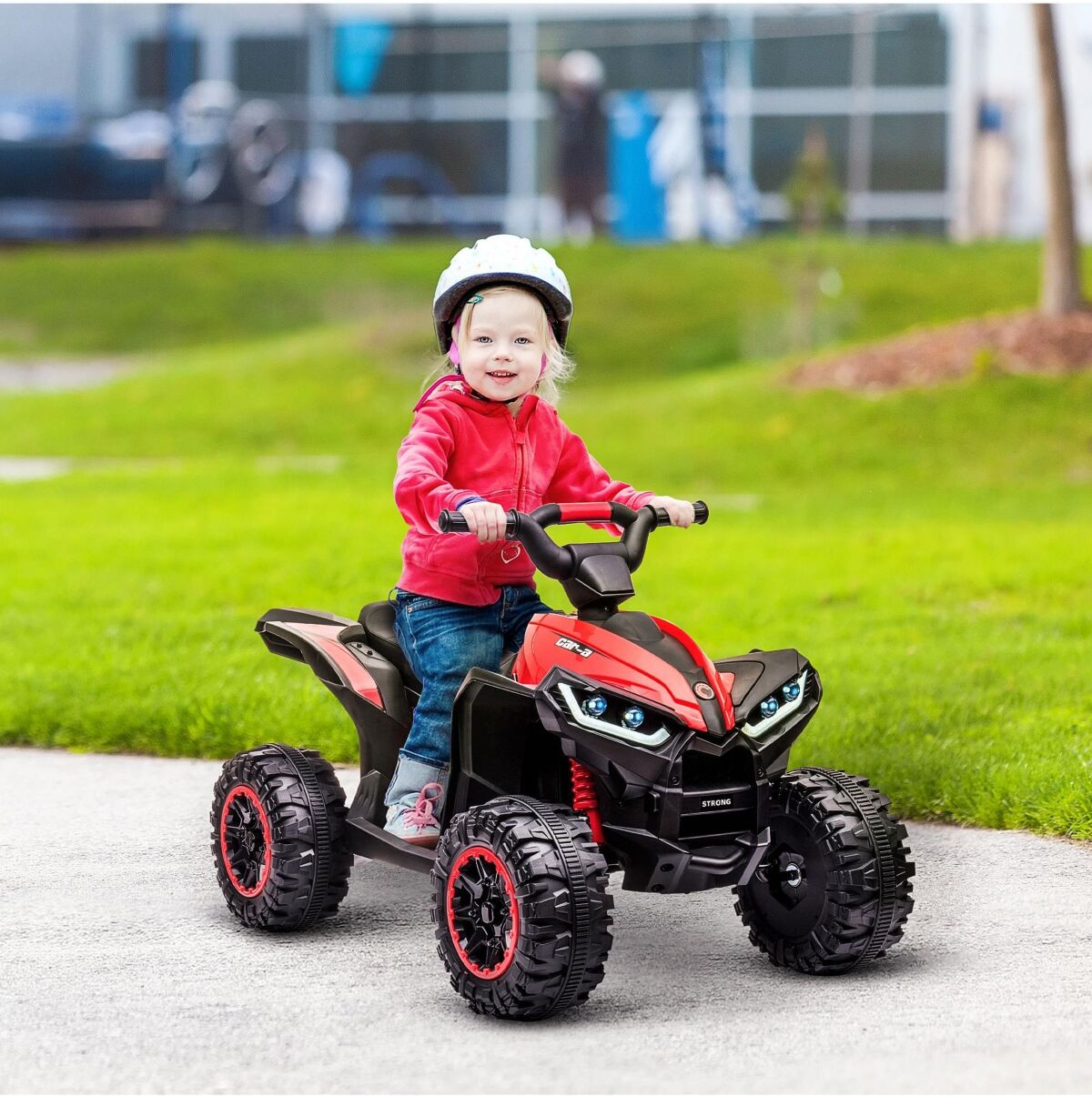 Aosom 12V Kids Atv Quad Car with Forward & Backward Function, Four Wheeler for Kids with Wear-Resistant Wheels, Music, Electric Ride-on Atv for Toddle