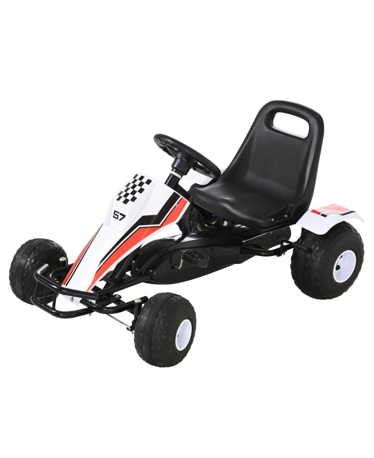 Aosom Pedal Go Kart Children Ride on Car w/ Adjustable Seat, Plastic Wheel - White
