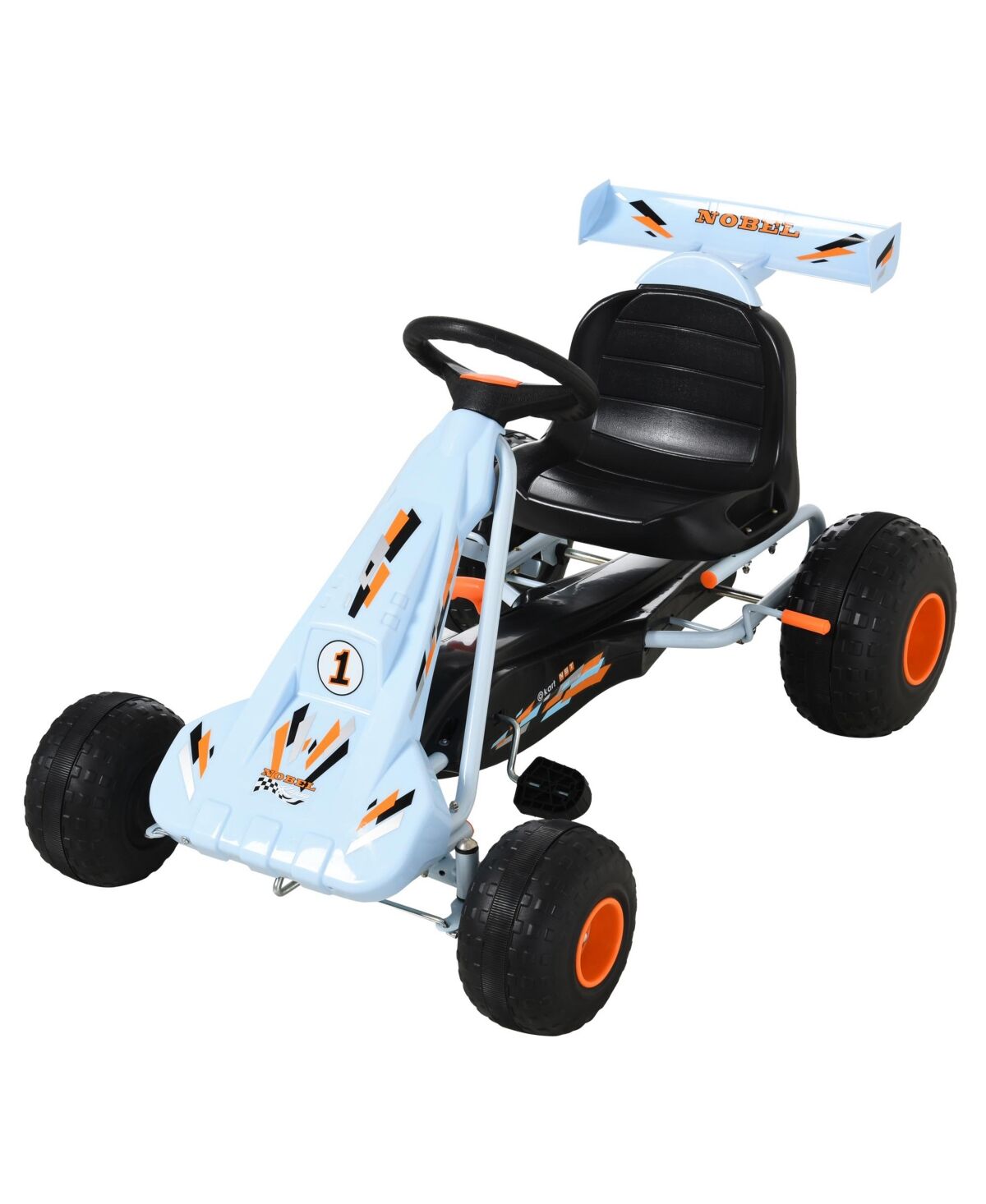 Aosom Pedal Go Kart Children Ride on Car w/ Adjustable Seat Plastic Wheel - Blue