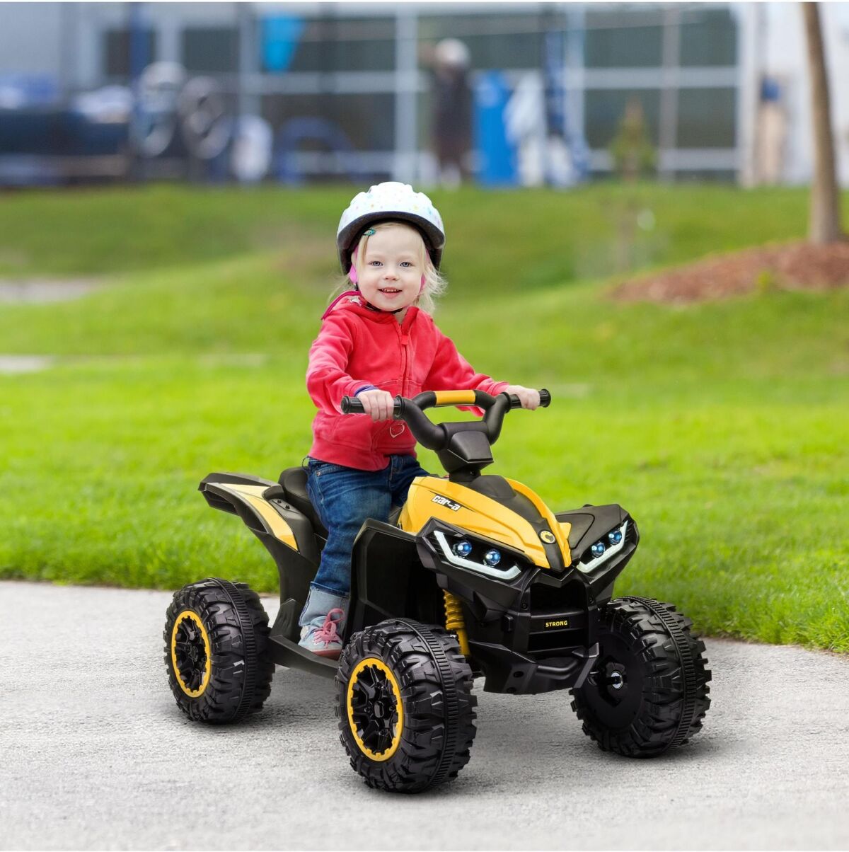 Aosom 12V Kids Atv Quad Car with Forward & Backward Function, Four Wheeler for Kids with Wear-Resistant Wheels, Music, Electric Ride-on Atv for Toddle