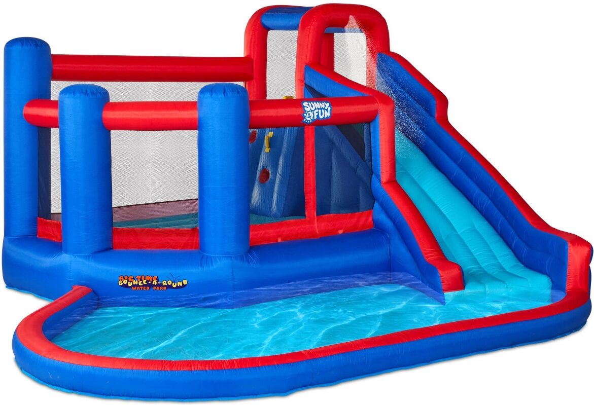 Sunny & Fun Inflatable Water Slide, Blow up Pool & Bounce House - Blue