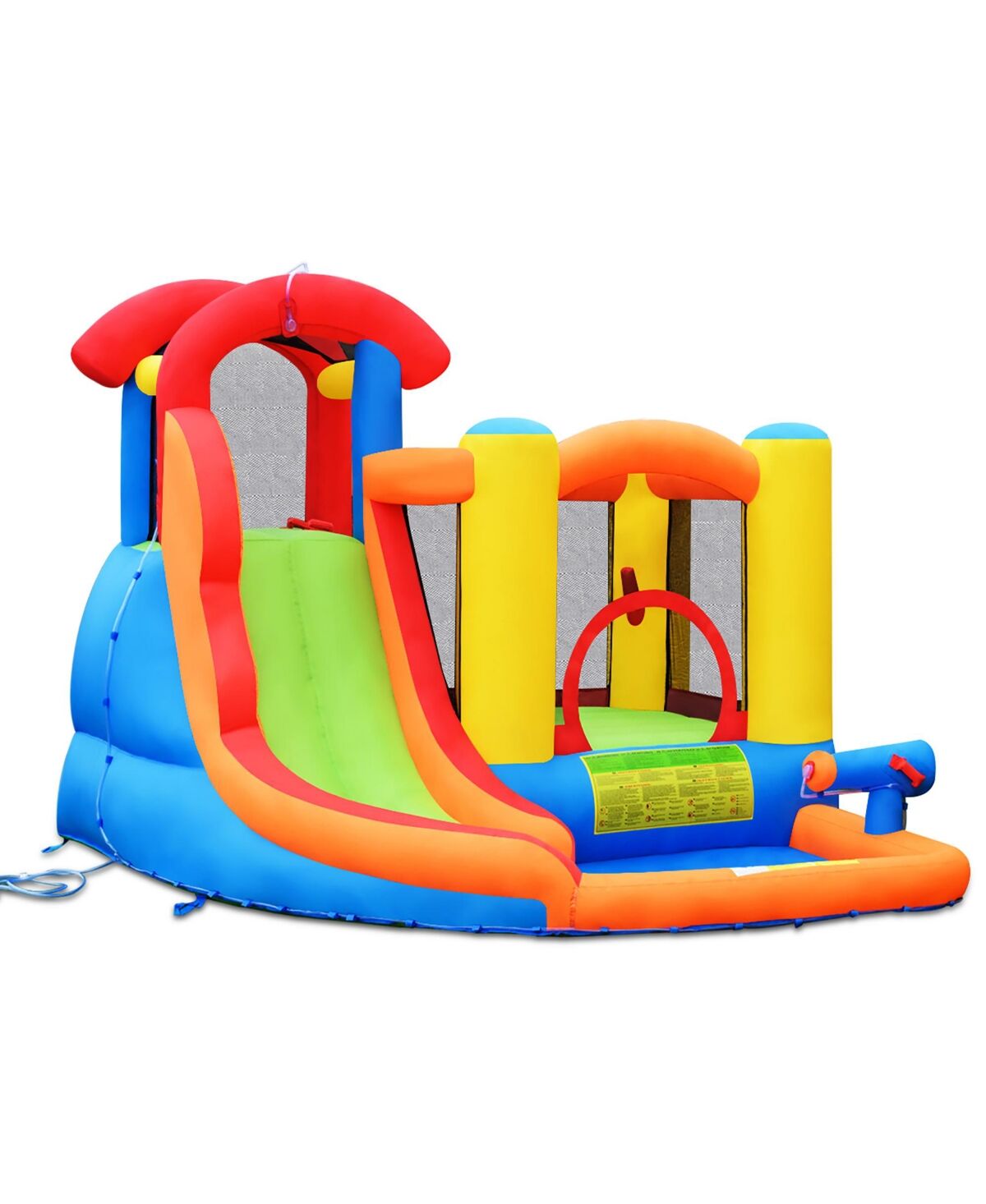 Costway Inflatable Bounce House Water Slide w/ Climbing Wall Splash Pool Water Cannon - Yellow