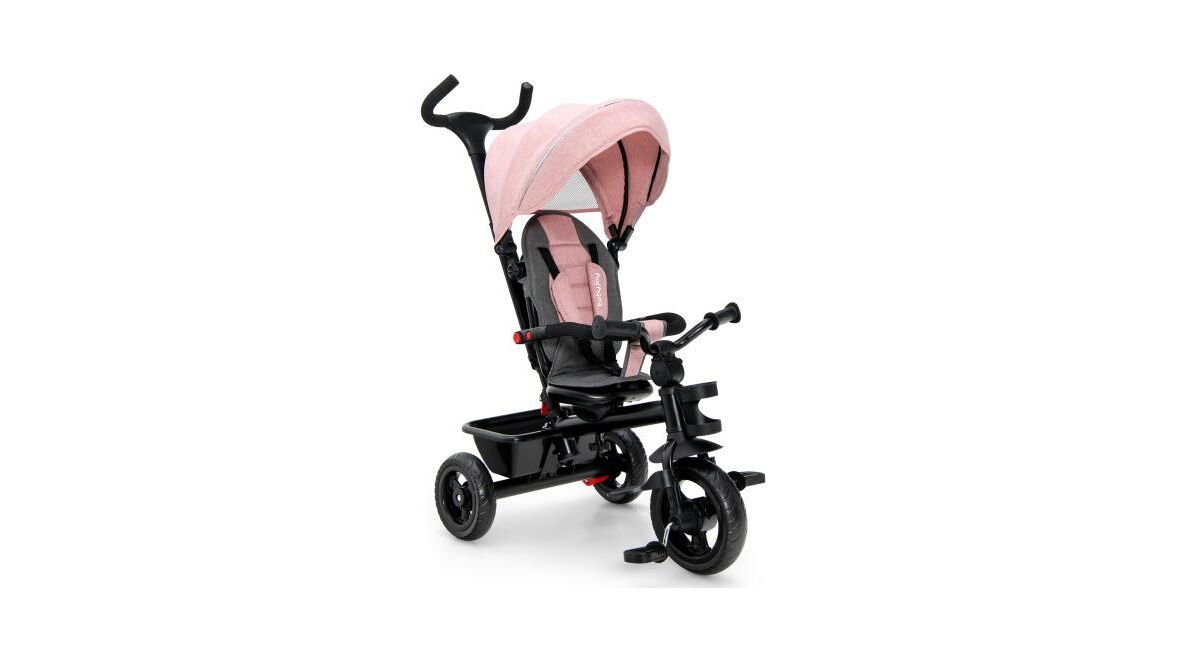 Slickblue 4-in-1 Baby Tricycle Toddler Trike with Convertible Seat - Pink