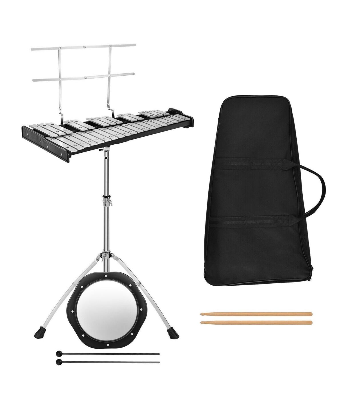 Sugift 32 Note Glockenspiel Xylophone Percussion Bell Kit with Adjustable Stand - Open Miscellaneous