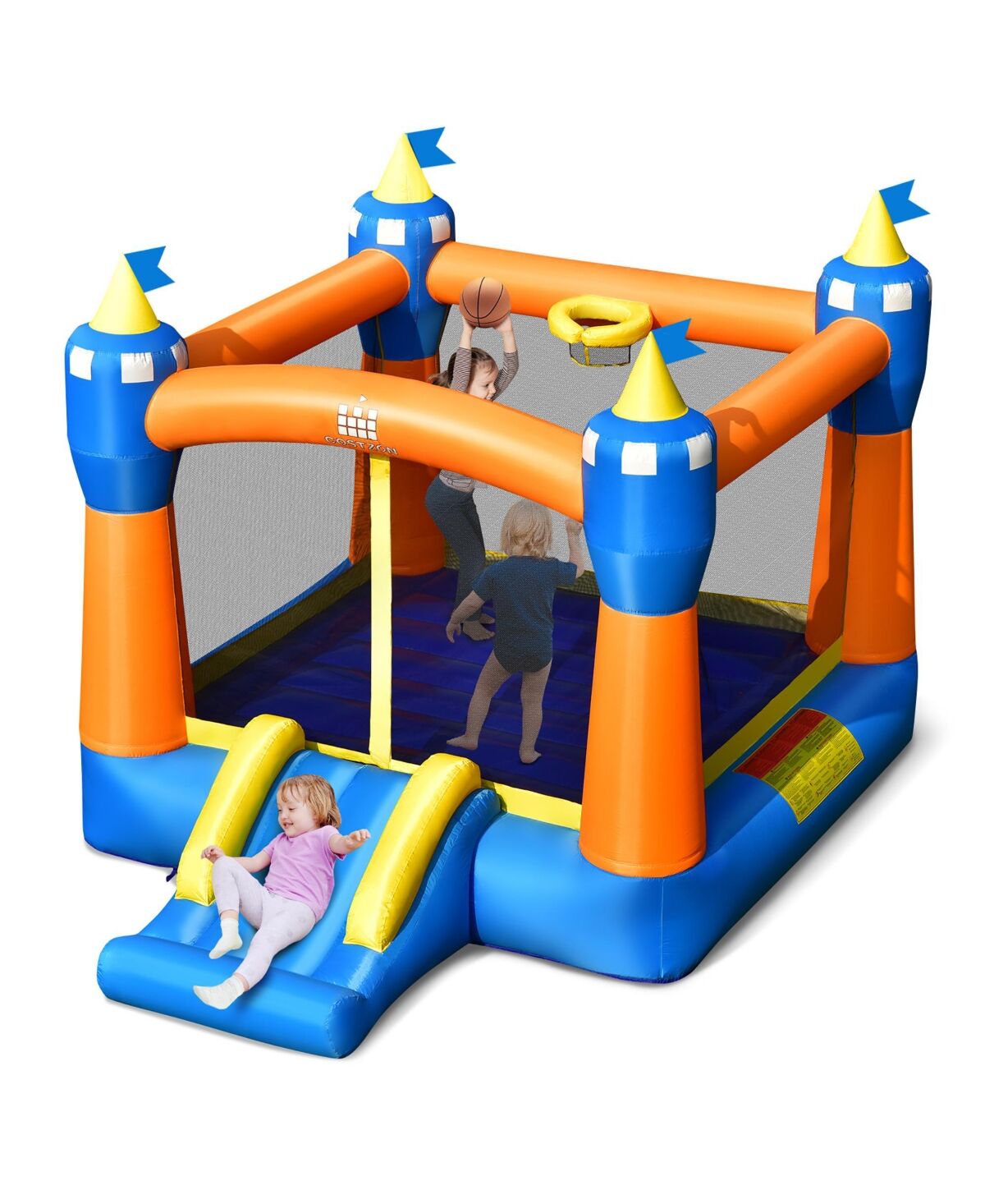 Costway Inflatable Bounce House Kids Magic Castle w/ Large Jumping Area Without Blower - Blue