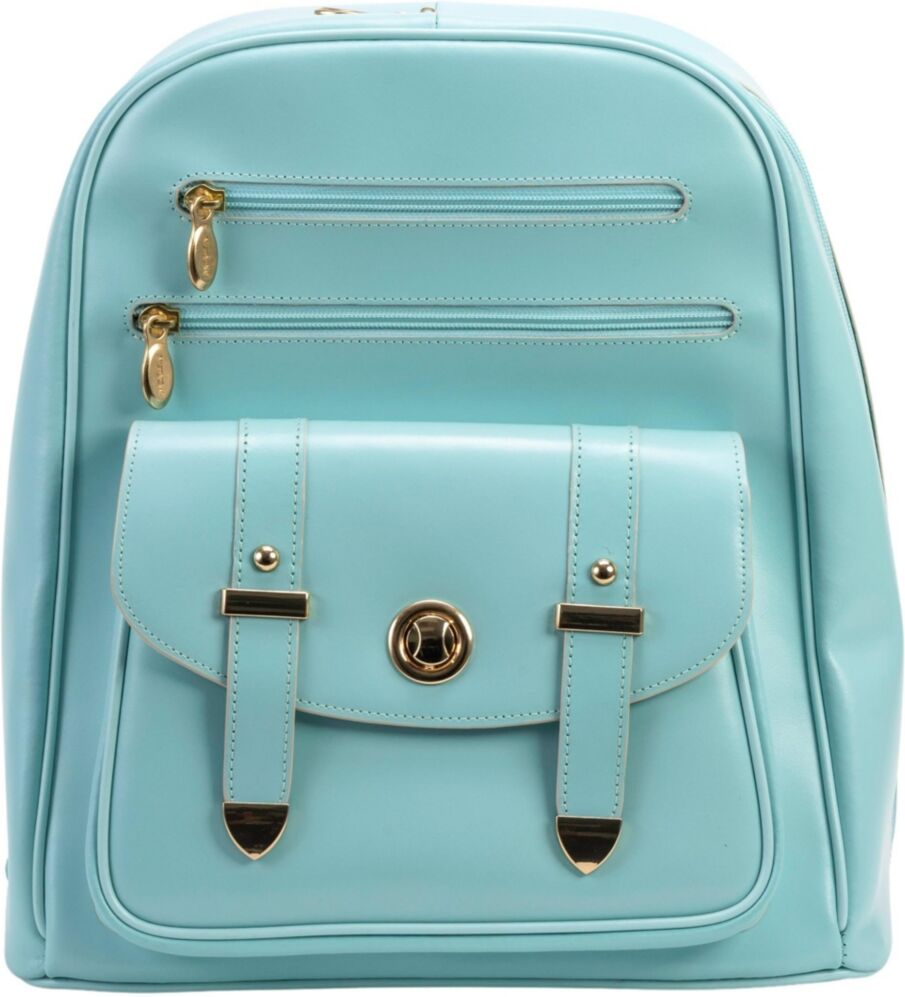 McKlein Robbins Leather Business Laptop Tablet Backpack - Aqua Blue